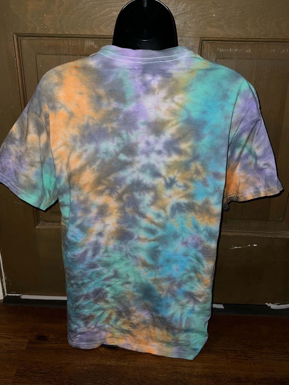 Halloween Tie Dye Handmade Colorful Short Sleeve Crewneck Cotton Shirt Size M - Picture 6 of 7
